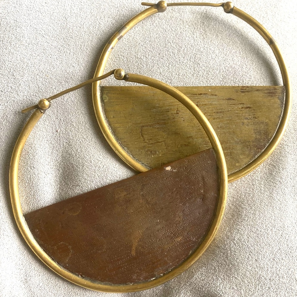 Gold & Brass Ear Weights Earrings